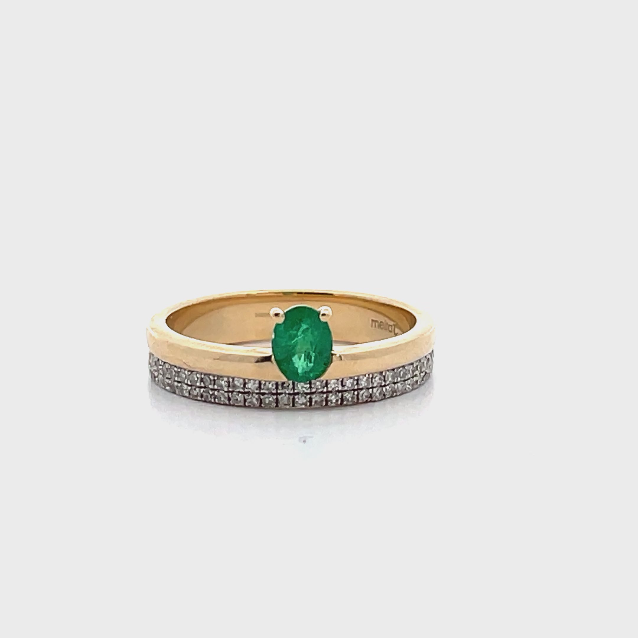 Meira T. R10060/YE 14K Yellow Gold Ring with Emerald & Diamonds