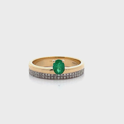 Meira T. R10060/YE 14K Yellow Gold Ring with Emerald & Diamonds