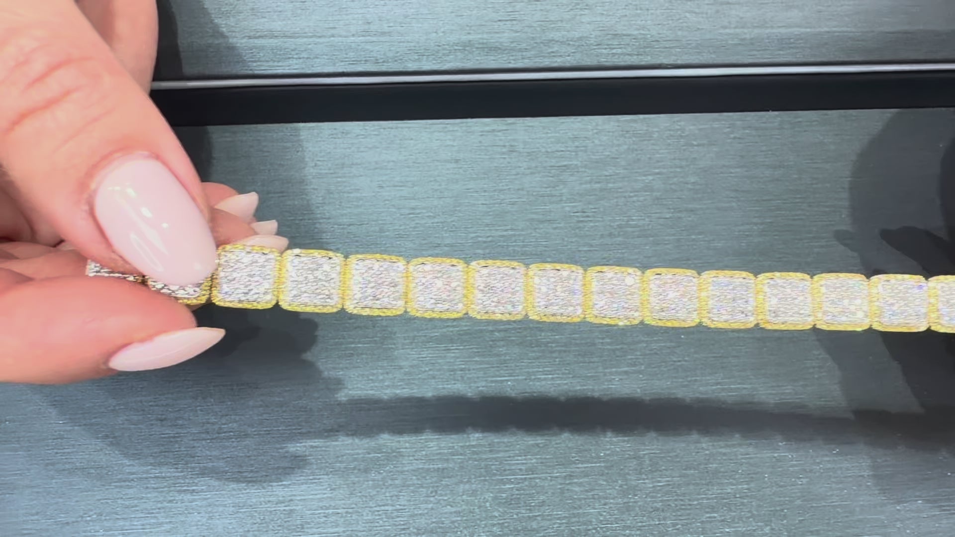 Load video: Simon G. LB2481 18K Two Tone Yellow and White Diamond Bracelet