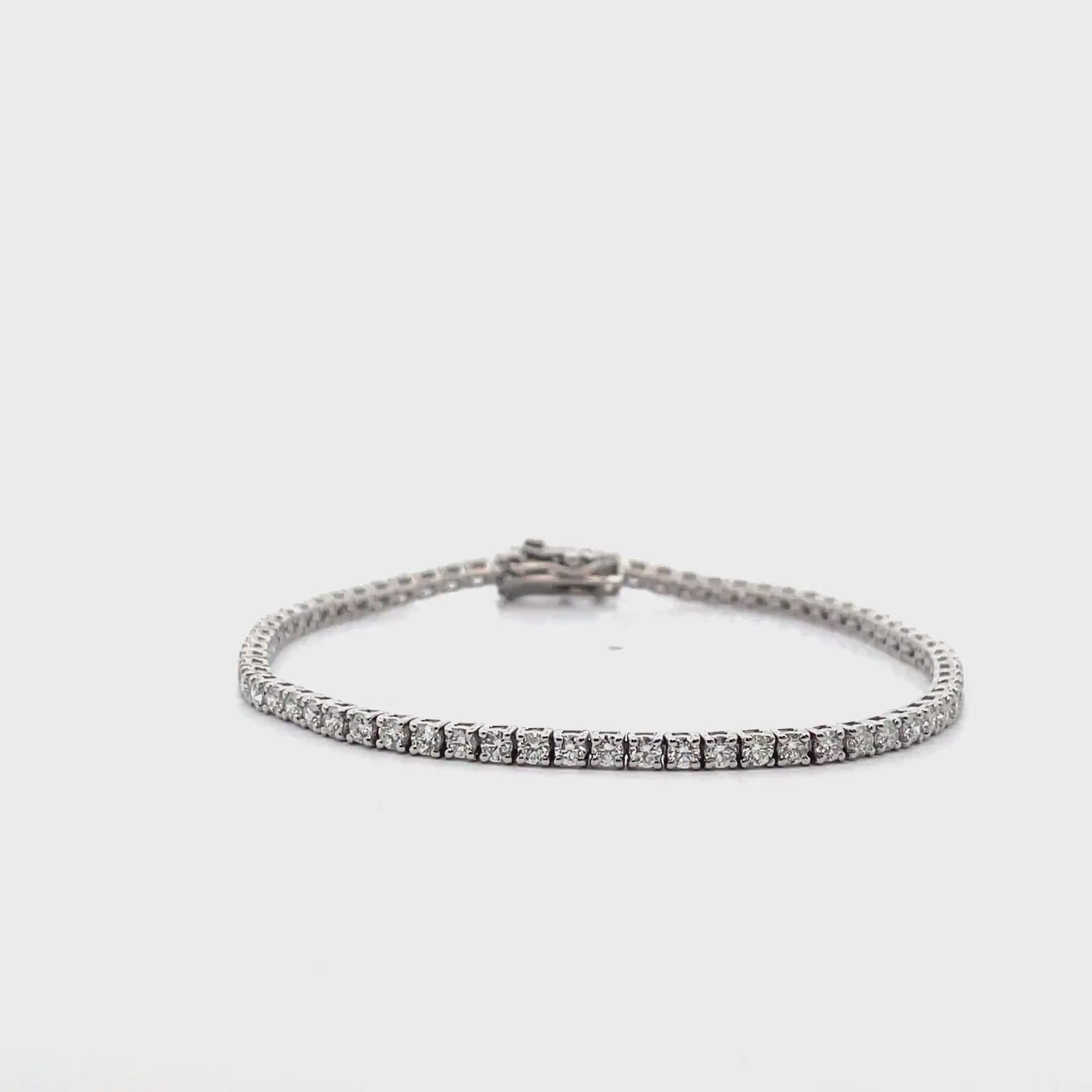 14K White Gold Tennis Bracelet 3.03 Carat Round Diamonds