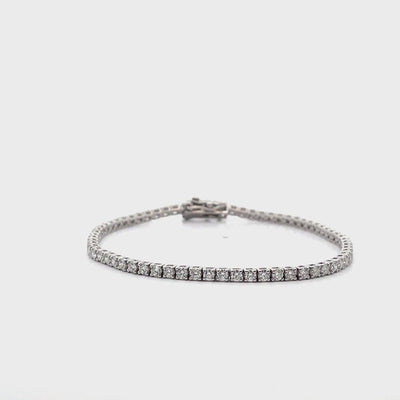 14K White Gold Tennis Bracelet 3.03 Carat Round Diamonds