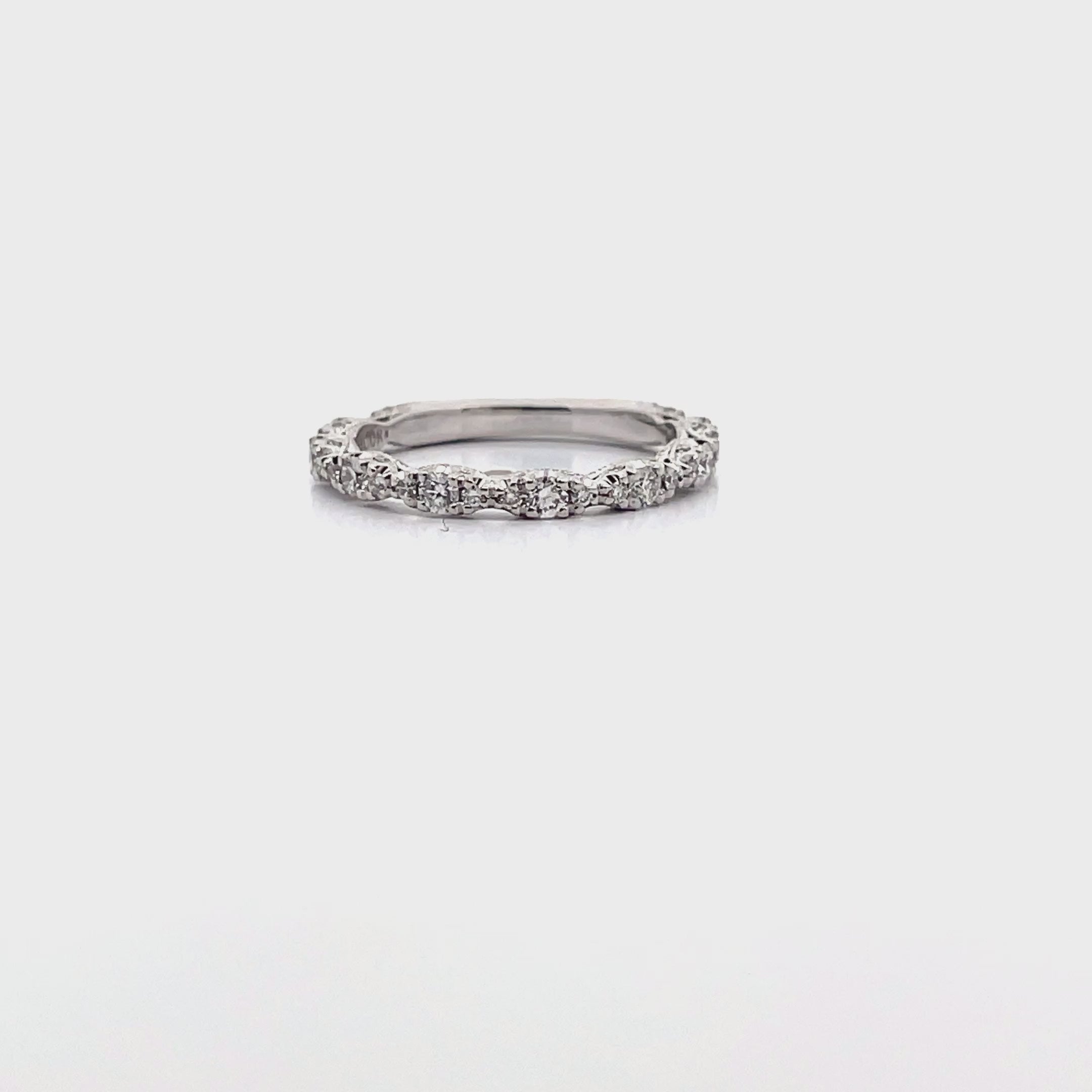 Tacori HT2558 B3/4W 18K White Gold Petite Crescent Wedding Band with Diamonds 0.56 Carats