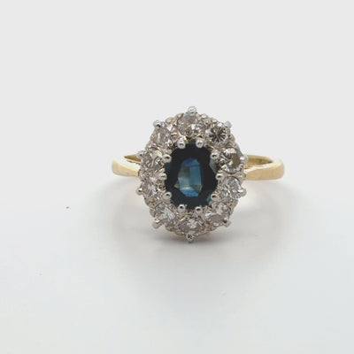 Repair: 18K Yellow Gold Vintage Sapphire and Diamond Ring. Rebuild Prongs, Reset Sapphire, Rebuild Foundation