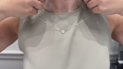 14K White Gold Necklace with Round Set Pave Diamonds