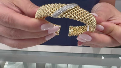 Marcello Pane BRFO 264G Sterling Silver Bangle Bracelet with 18K Yellow Gold Overlay