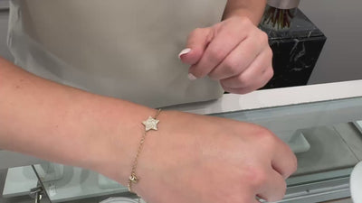 14K Yellow Gold Diamond Star Bracelet