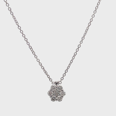 18K White Gold Diamond Cluster Necklace