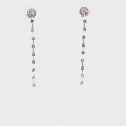 14K White Gold Diamond Linear Stilleto Earrings