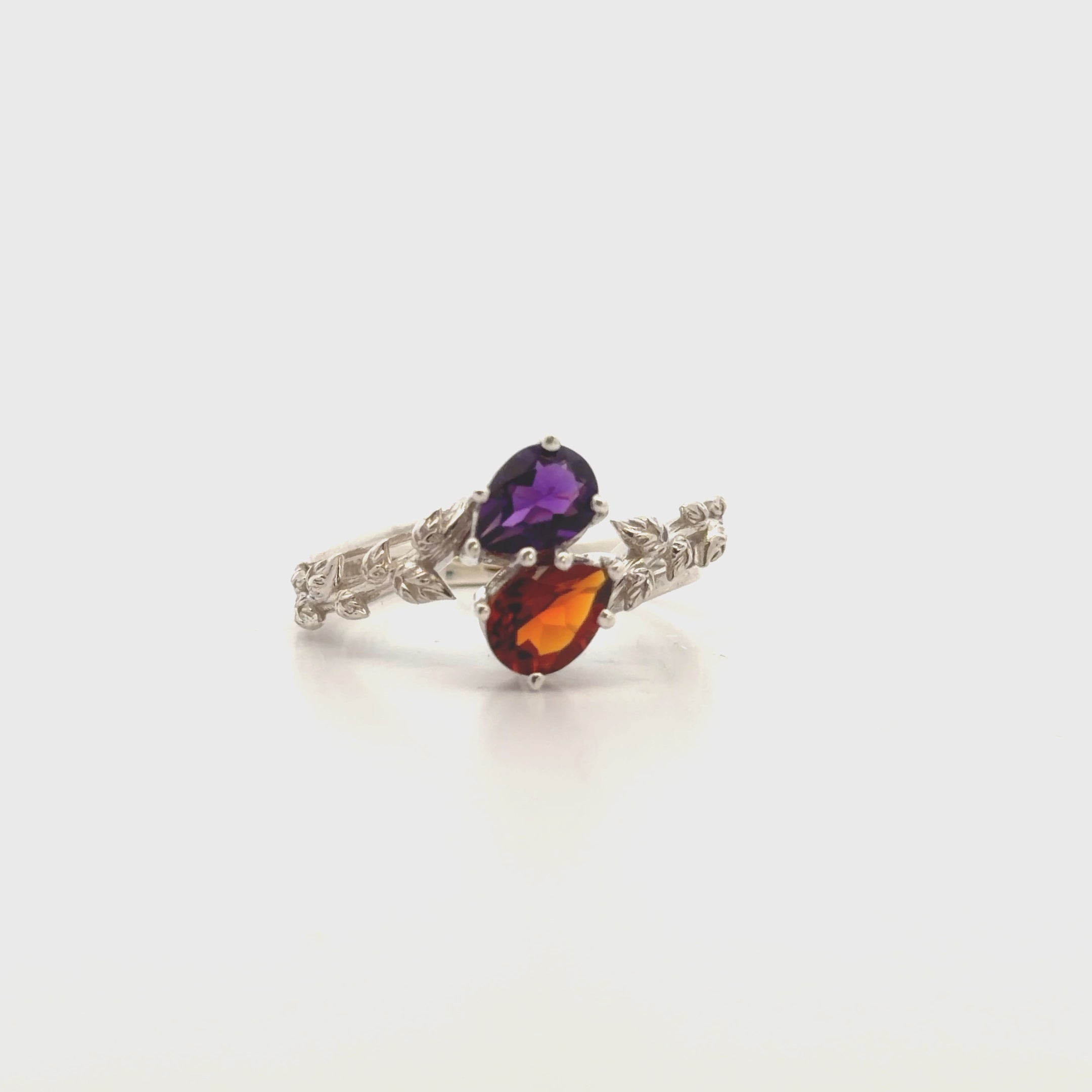 Final Payment: Custom Leaf Pattern Amethyst and Citrine Ring