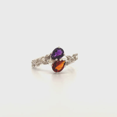 Final Payment: Custom Leaf Pattern Amethyst and Citrine Ring