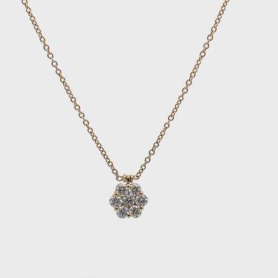 18K Yellow Gold Diamond Cluster Necklace