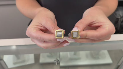 Alor Stainless Steel Cufflinks with White Cable and 18K Gold