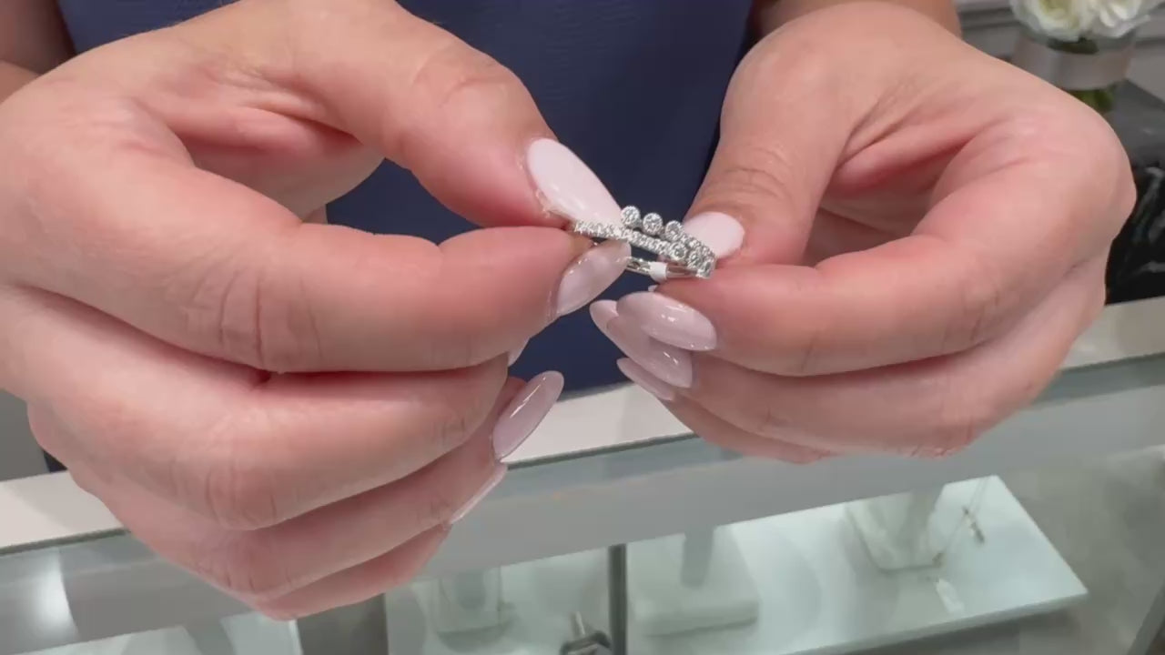 Bypass Ring with Round Diamonds in 14K White Gold