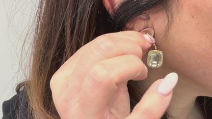 14K Rose Gold Green Amethyst Drop Earrings