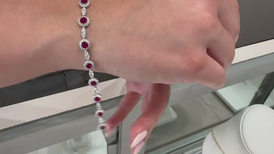 14K White Gold Ruby & Diamond Bracelet