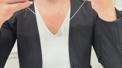 14K White Gold Swirl Pendant Necklace with Diamonds