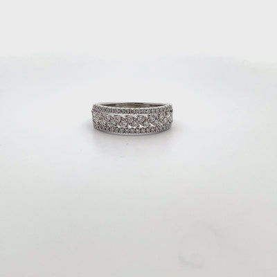 Zeghani ZR2457 14K White Gold Multi Row Diamond Ring 0.50 Carats