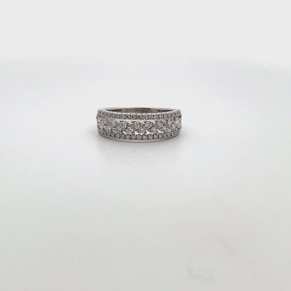 Zeghani ZR2457 14K White Gold Multi Row Diamond Ring