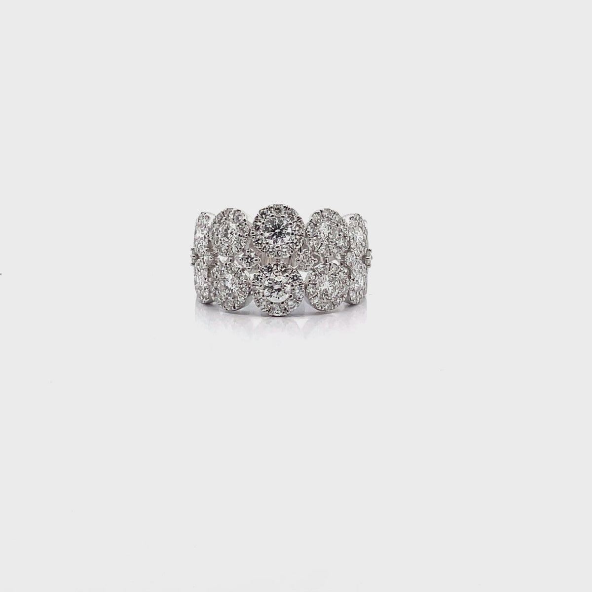18K White Gold Ring With Multi Row Diamonds Totaling 1.81 Carats