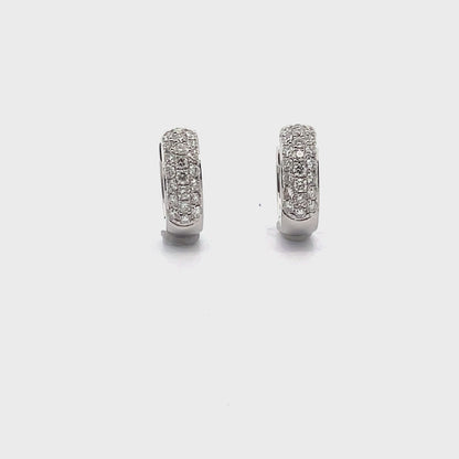 18K White Gold 0.61 Carat Diamond Huggie Hoop Earrings