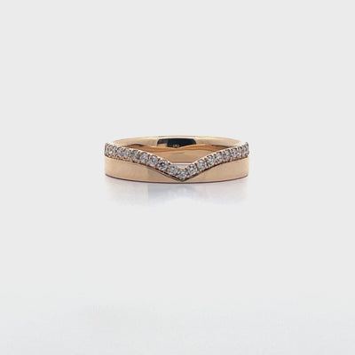 14K Yellow Gold 0.20 Carat Diamond V Band Ring