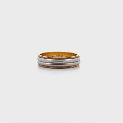 Platinum & 18K Yellow Gold Wedding Band, Size 6.25