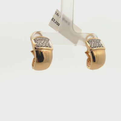 14k Yellow Gold Diamond Earrings with Omega Backs