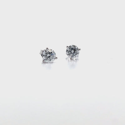 14K White Gold Lab Grown Diamond Stud Earrings- 1.50 Carats