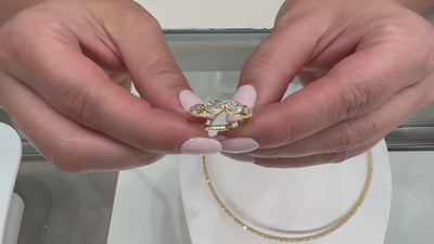 18K Yellow Gold Oval Diamond Fashion Ring