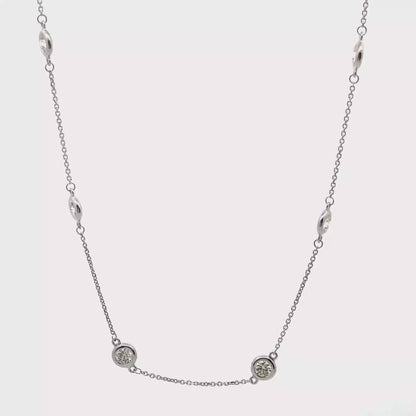 14K White Gold Diamonds By The Yard Necklace