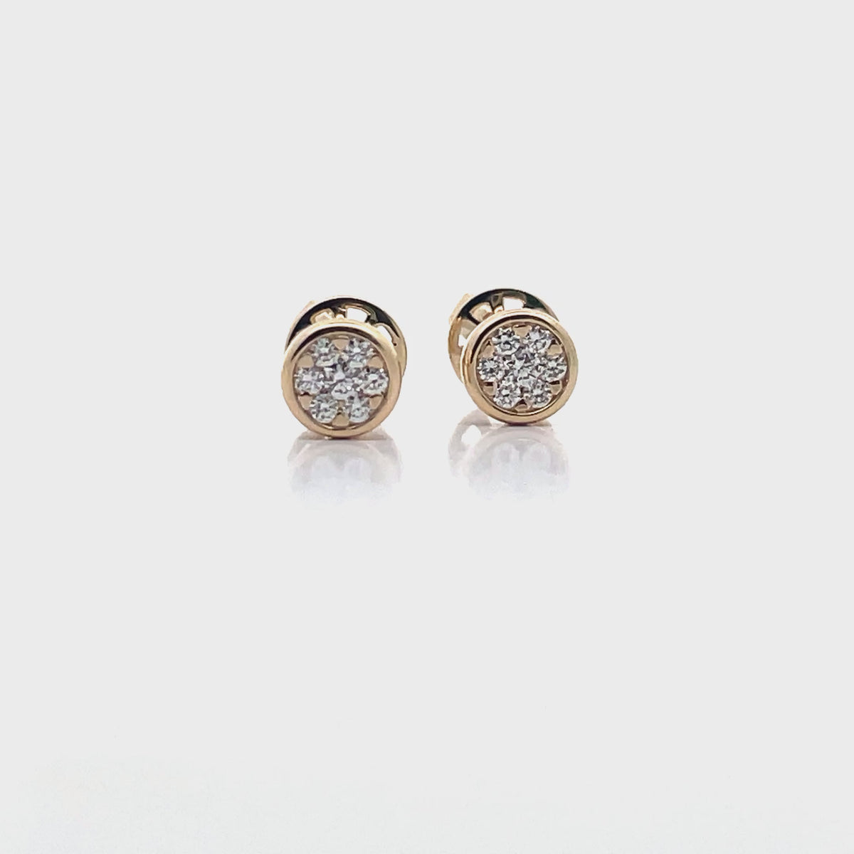 14K Yellow Gold Small Round 0.22 Carat Diamond Bezel Stud Earrings