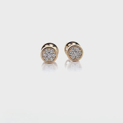 14K Yellow Gold Small Round 0.22 Carat Diamond Bezel Stud Earrings