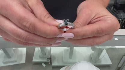 Platinum Semi-Mount Sapphire & Diamond Ring
