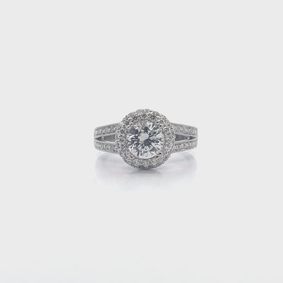 Vanna K 18K White Gold Engagement Ring Setting with Diamonds for Round Center Stone
