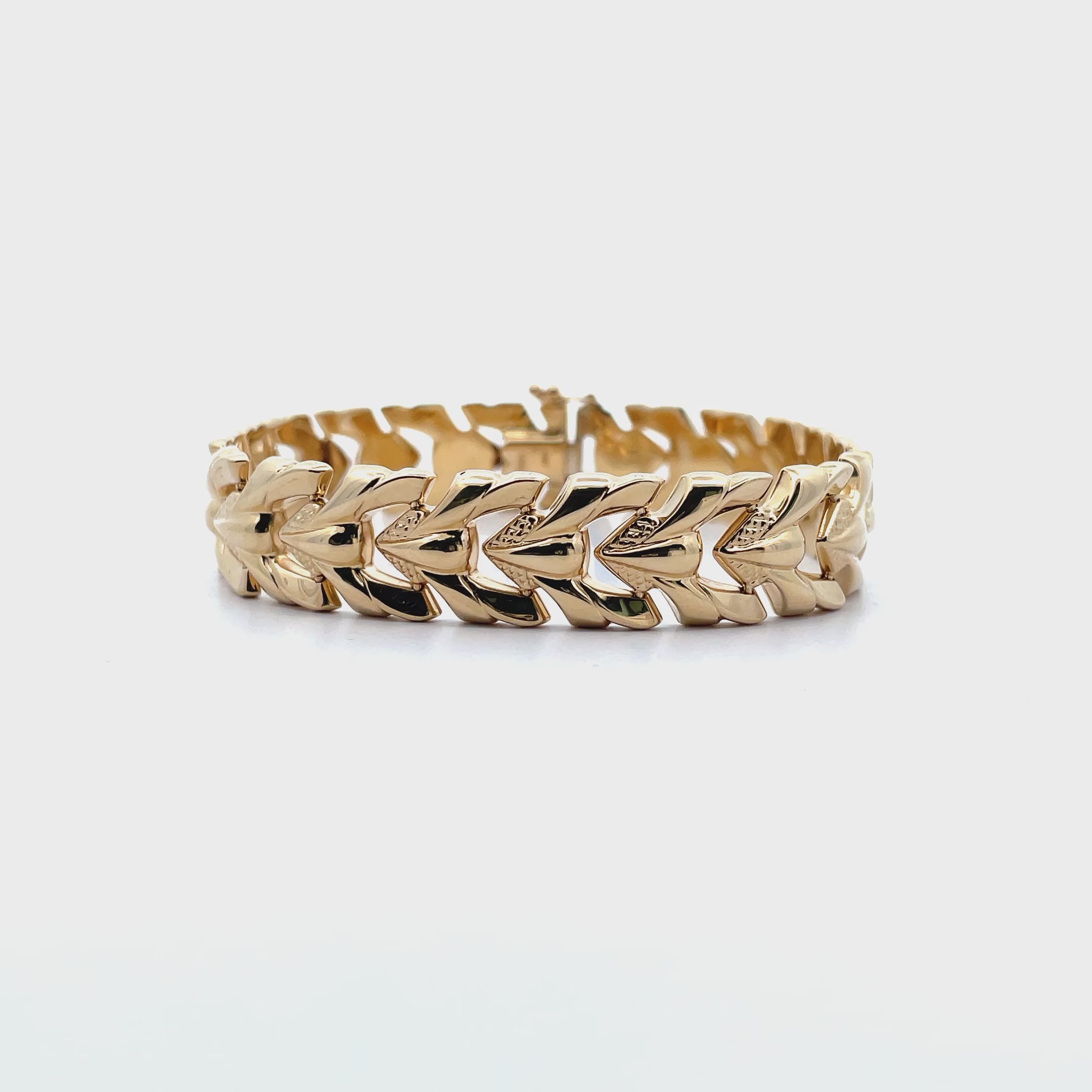 14K Yellow Gold 12.25mm Wide Hollow Bracelet