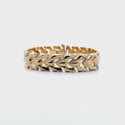 14K Yellow Gold 12.25mm Wide Hollow Bracelet