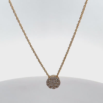 Allison Kaufman 14K Yellow Gold Diamond Circle Pendant Necklace 0.50 Carats