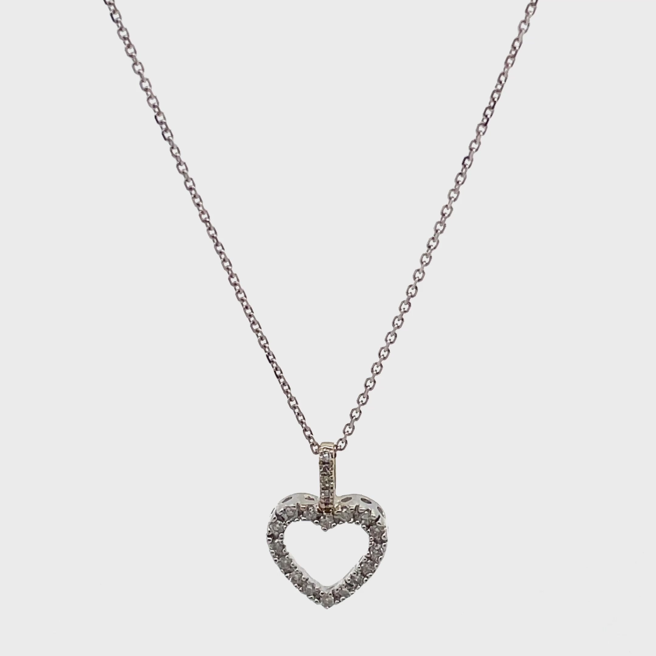 14K White Gold 0.10 carat Diamond Heart Necklace