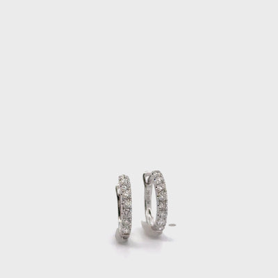 18K White Gold Small Diamond Hoop Earrings
