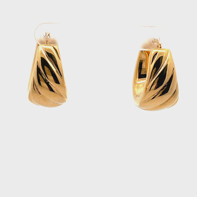 14K Yellow Gold Textured Huggie Hoop Earrings