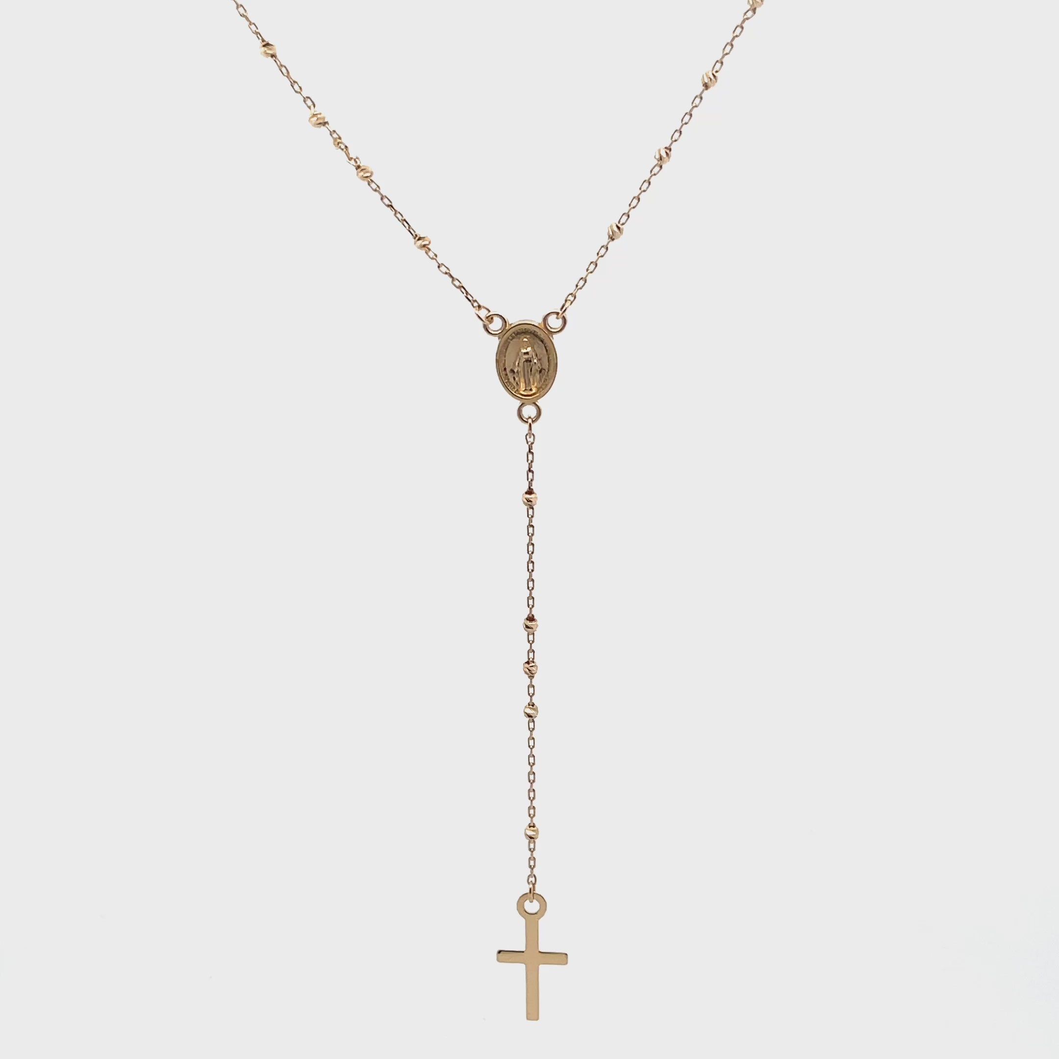 Lataa video: 14K Yellow Gold 20 Inch Mini Rosary, Adjustable Length