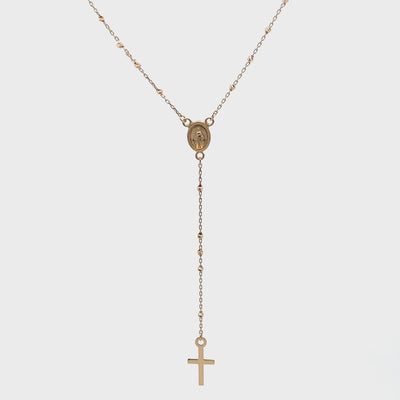 14K Yellow Gold 20 Inch Mini Rosary, Adjustable Length