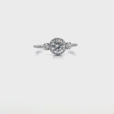 Ritani 1RZ3701BRWG Bella Vita Three Stone Halo Engagement Ring Setting for 6 Millimeter Round Stone