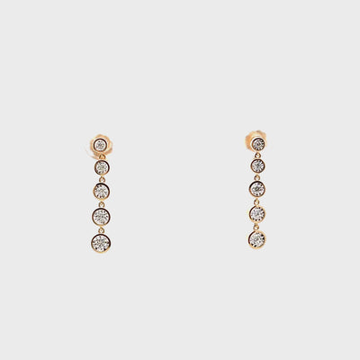Allison Kaufman 14K Yellow Gold Dangle Round Diamond Tapering Earrings