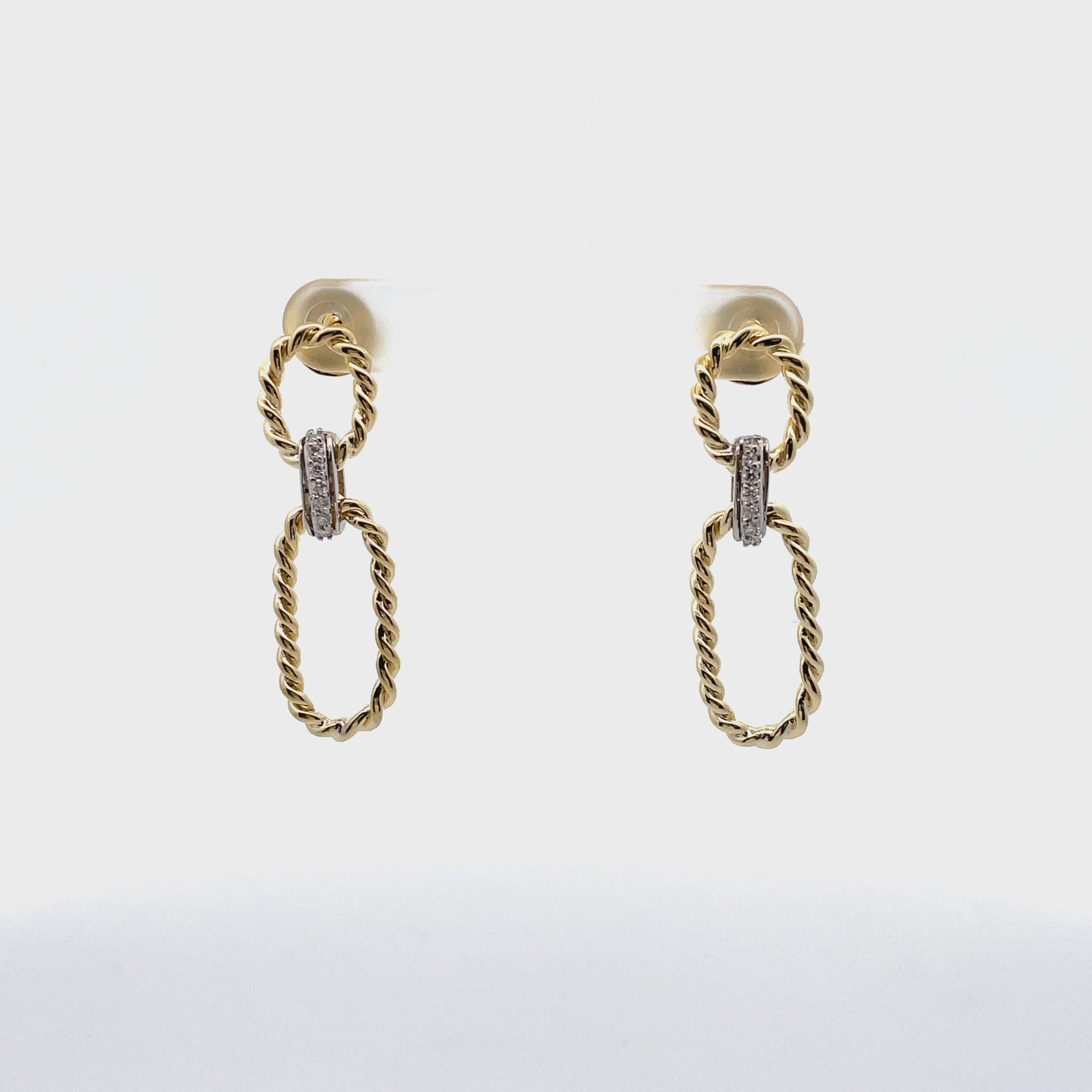 14K Yellow Gold Open Rectangular Drop Earrings