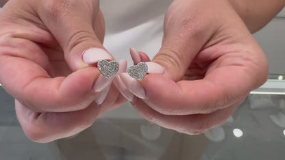 14K White Gold Heart Earrings