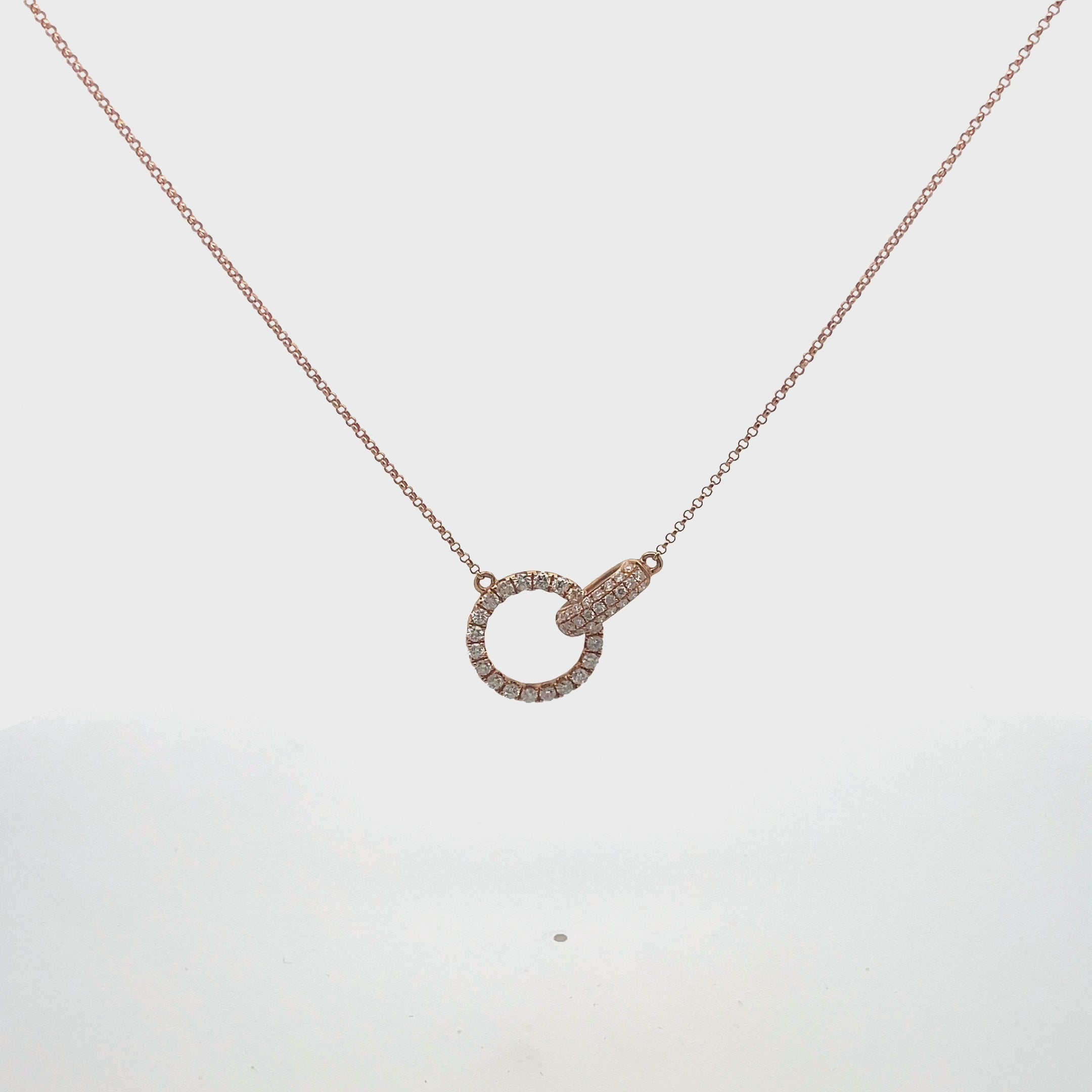 18K Rose Gold Interlocking Diamond Necklace