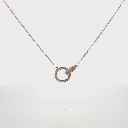 18K Rose Gold Interlocking Diamond Necklace