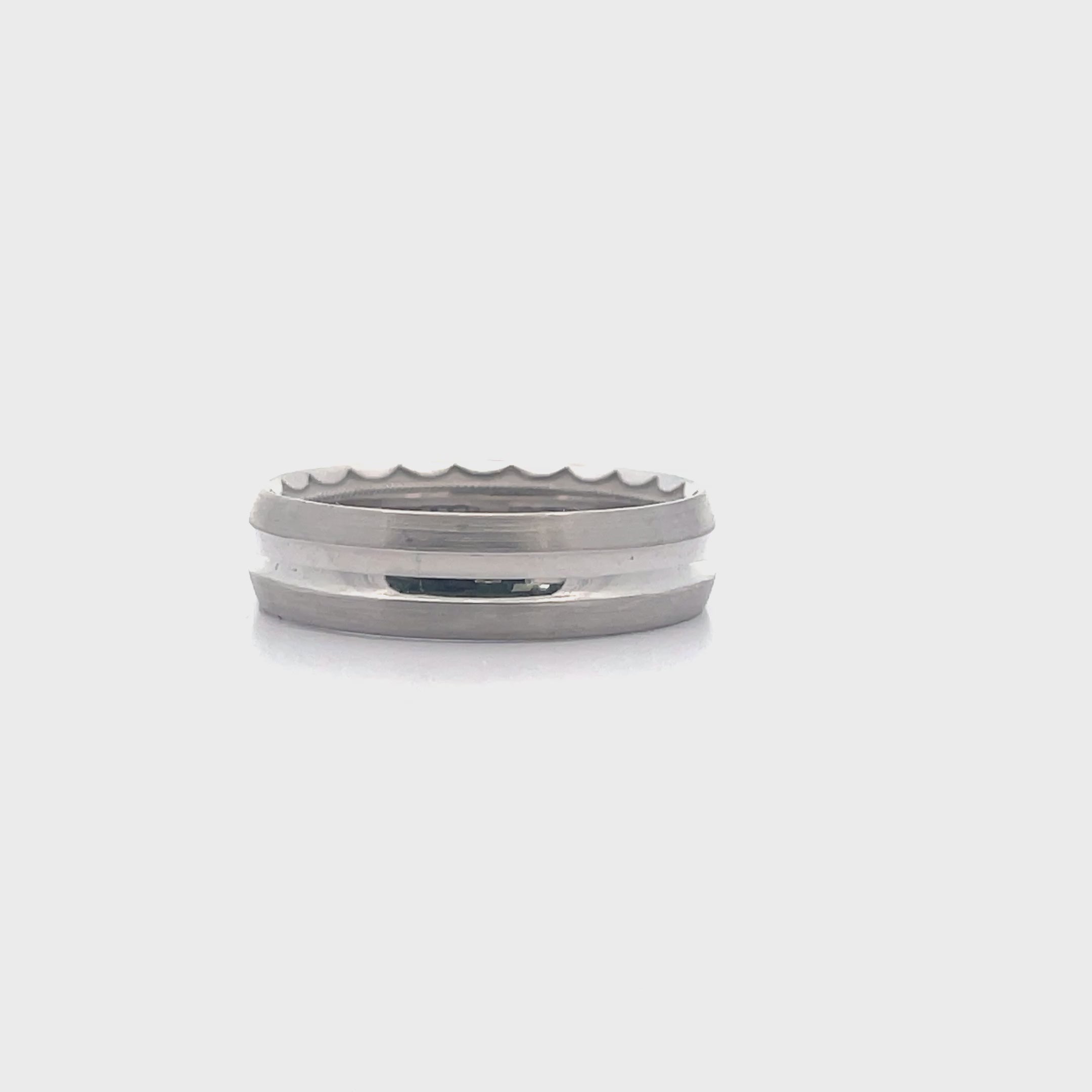 Tacori 72-6WS 18K White Gold Men's 6mm Band with Satin Eternity Crescent Design