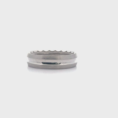 Tacori 72-6WS 18K White Gold Men's 6mm Band with Satin Eternity Crescent Design